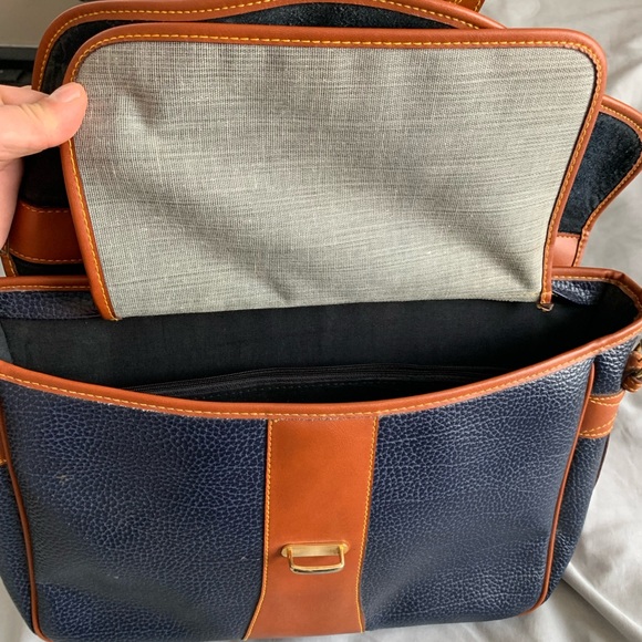Dooney & Bourke Navy and Tan Leather Briefcase - Picture 13 of 15